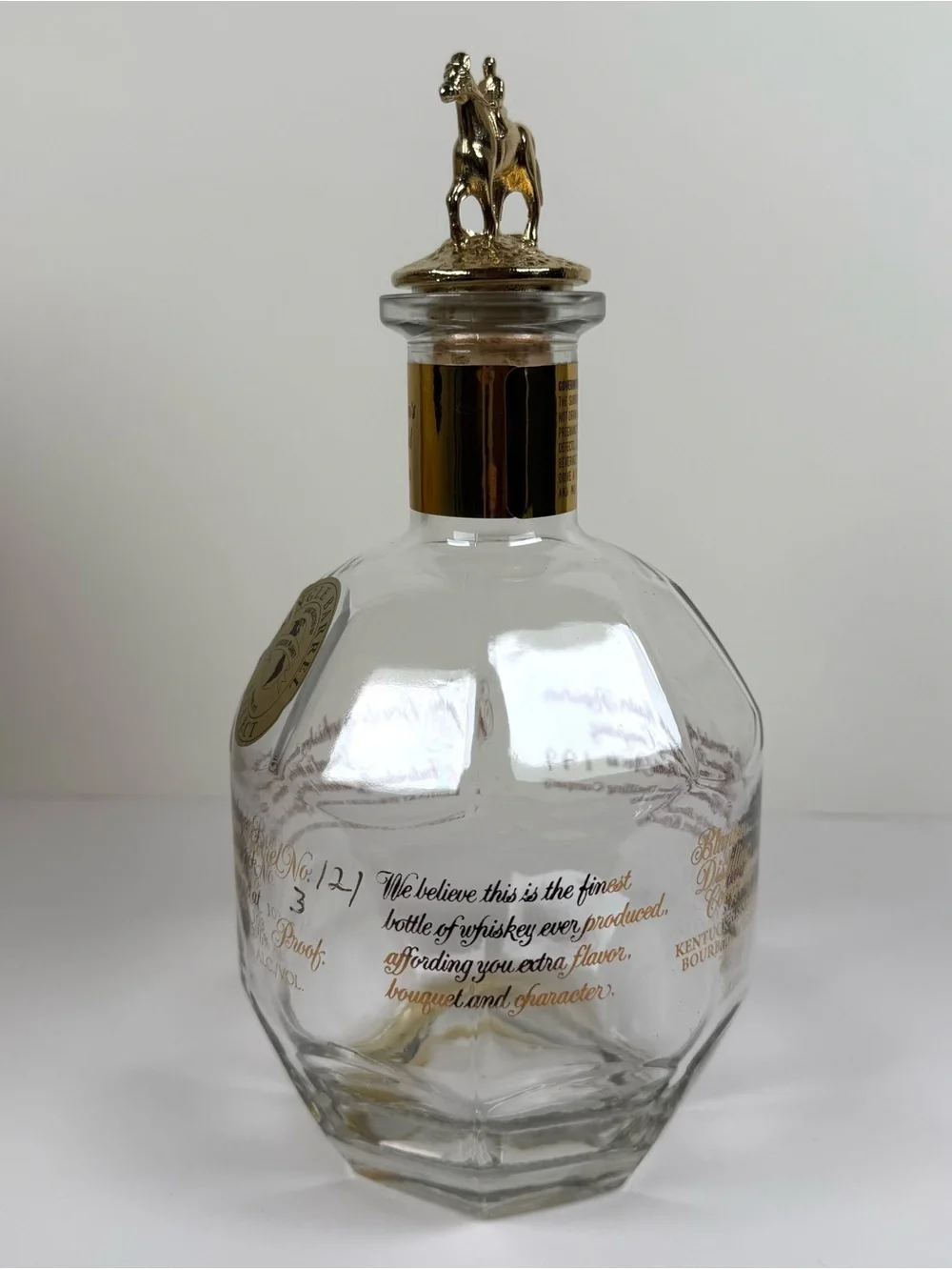 Blantons Gold Bourbon Whiskey 750 ml Empty Unrinsed Bottle Bag Box Stopper “B”